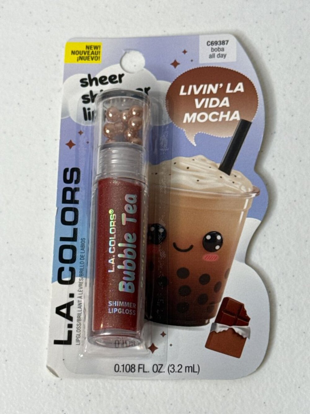 L.A. Colors Bubble Tea Shimmer Lip Gloss Boba All Day New